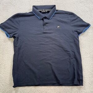 J Lindeberg Mens Pique Polo Shirt Navy Blue Size XL Golf Short Sleeve